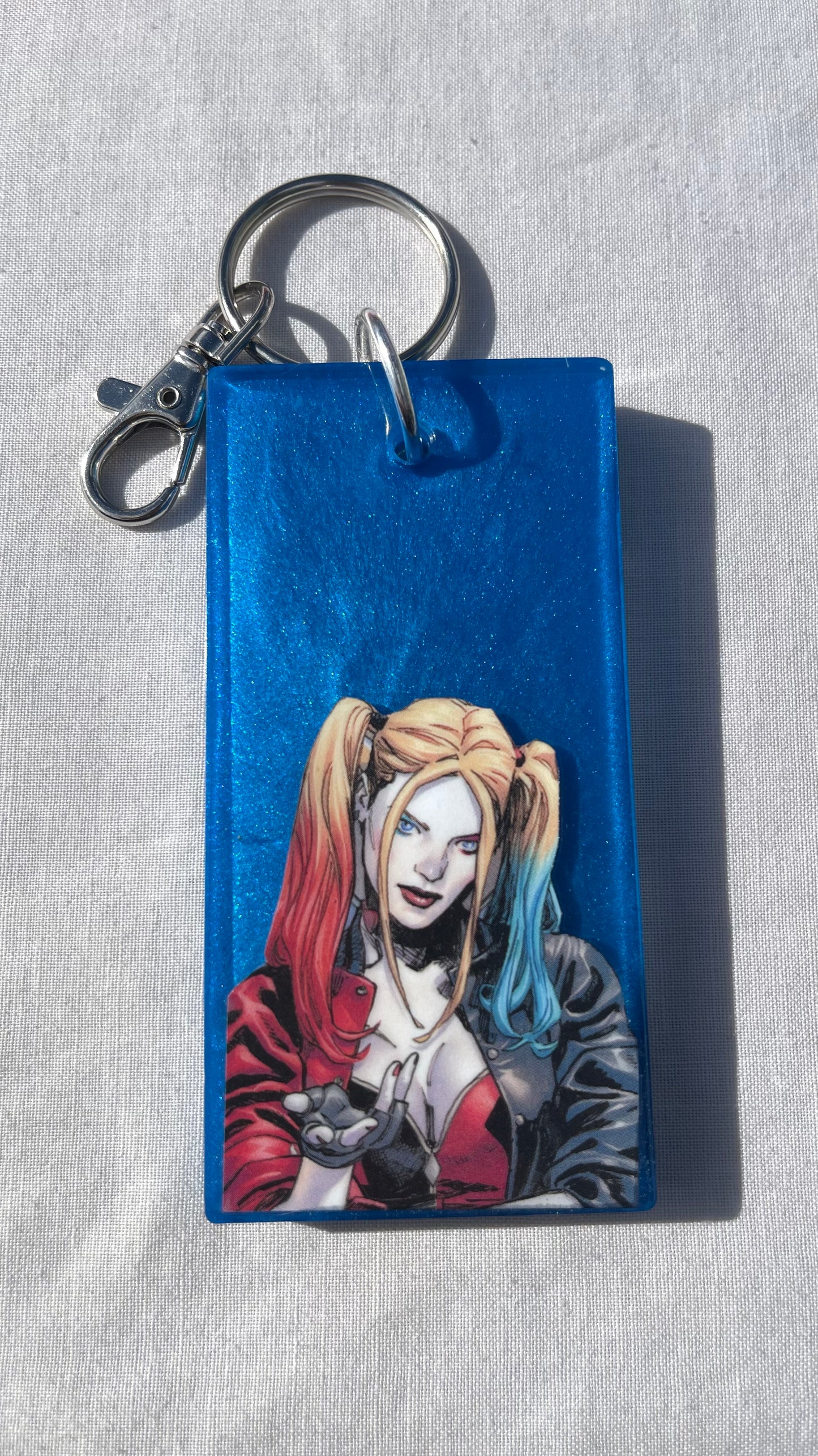 Blue and Red Comic Book Resin Large Keychain