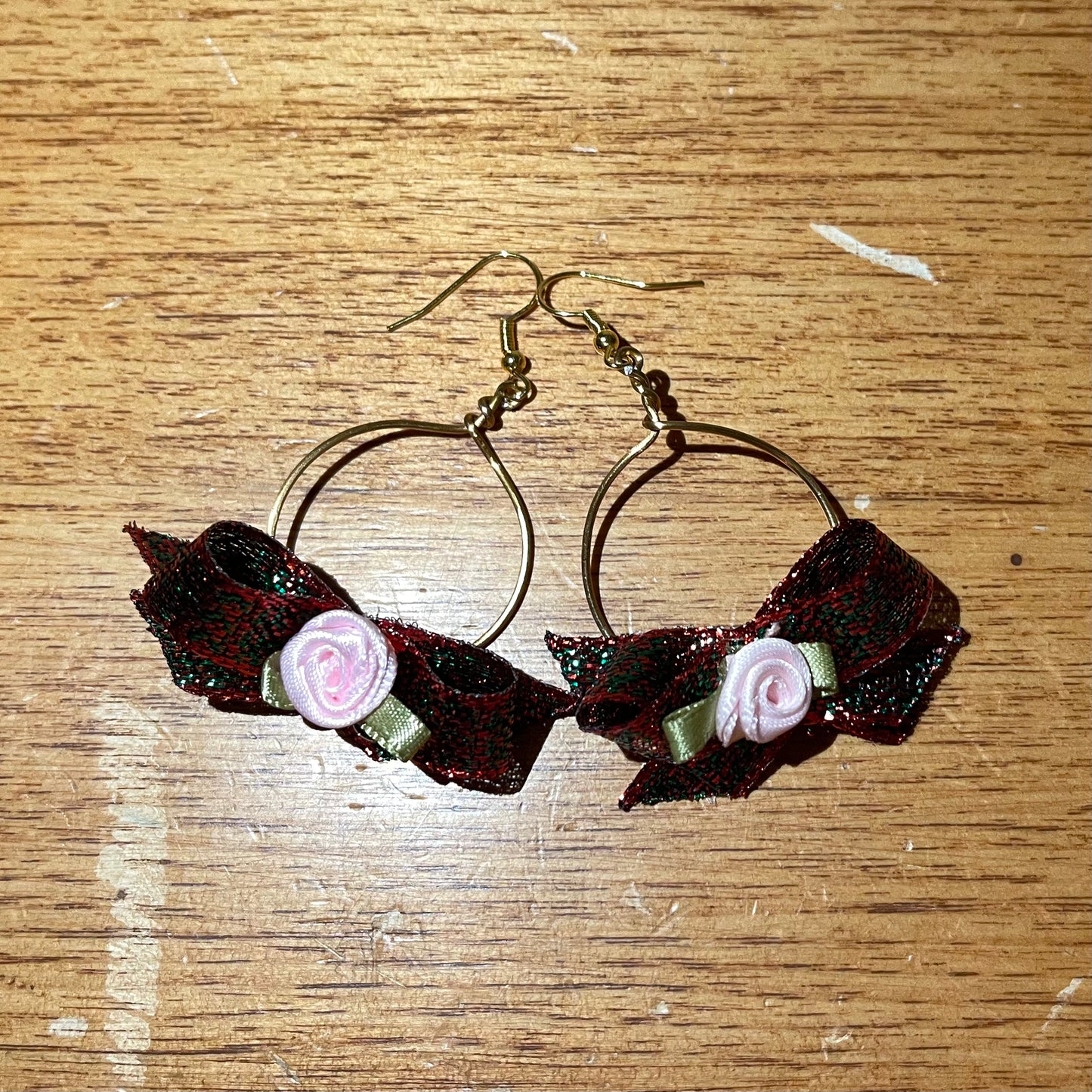 Christmas Rose Bow Earrings