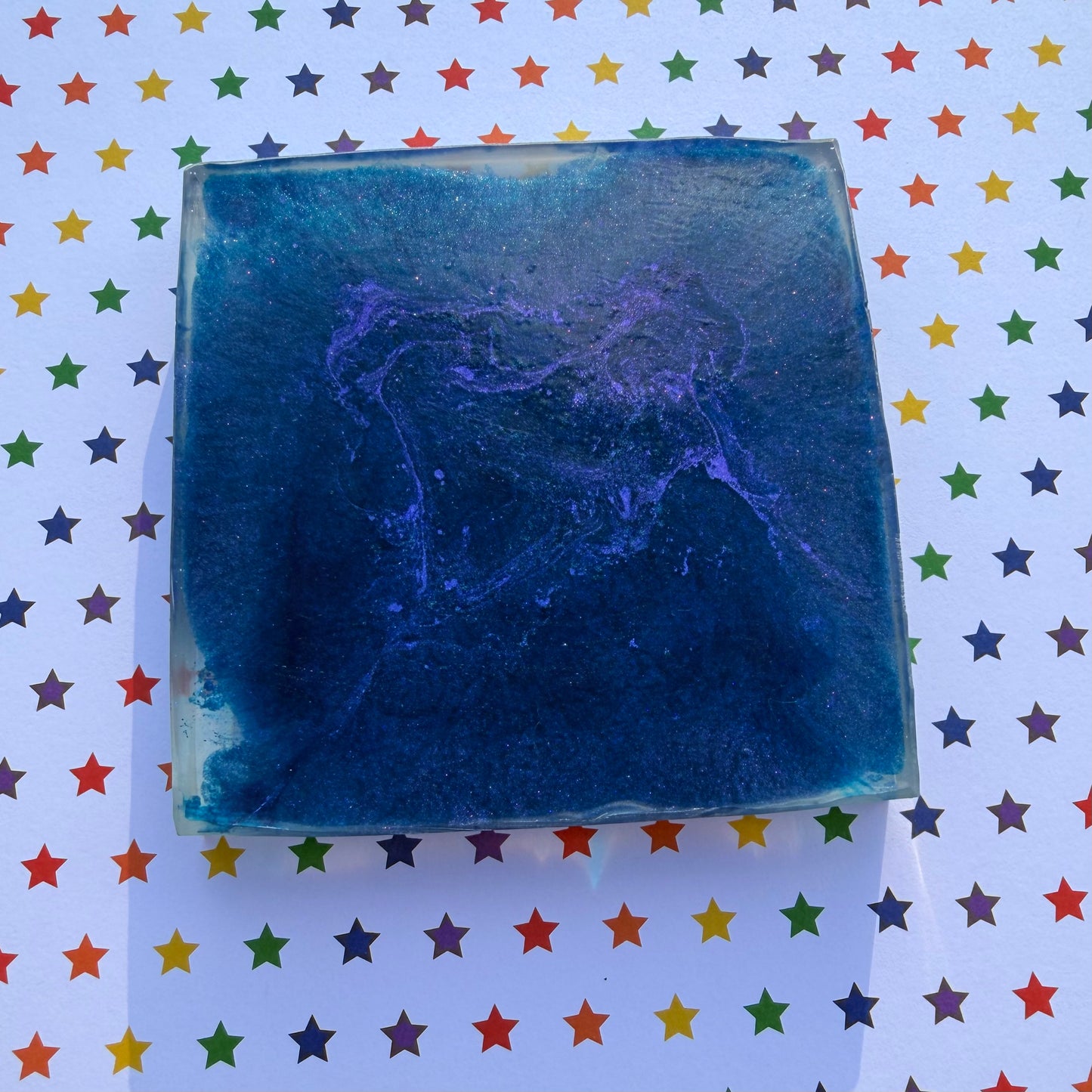 Blurry and Blue Comic Book Resin Coaster