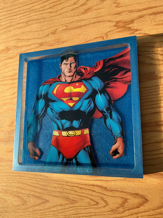 Super Blue Comic Book Resin Coaster