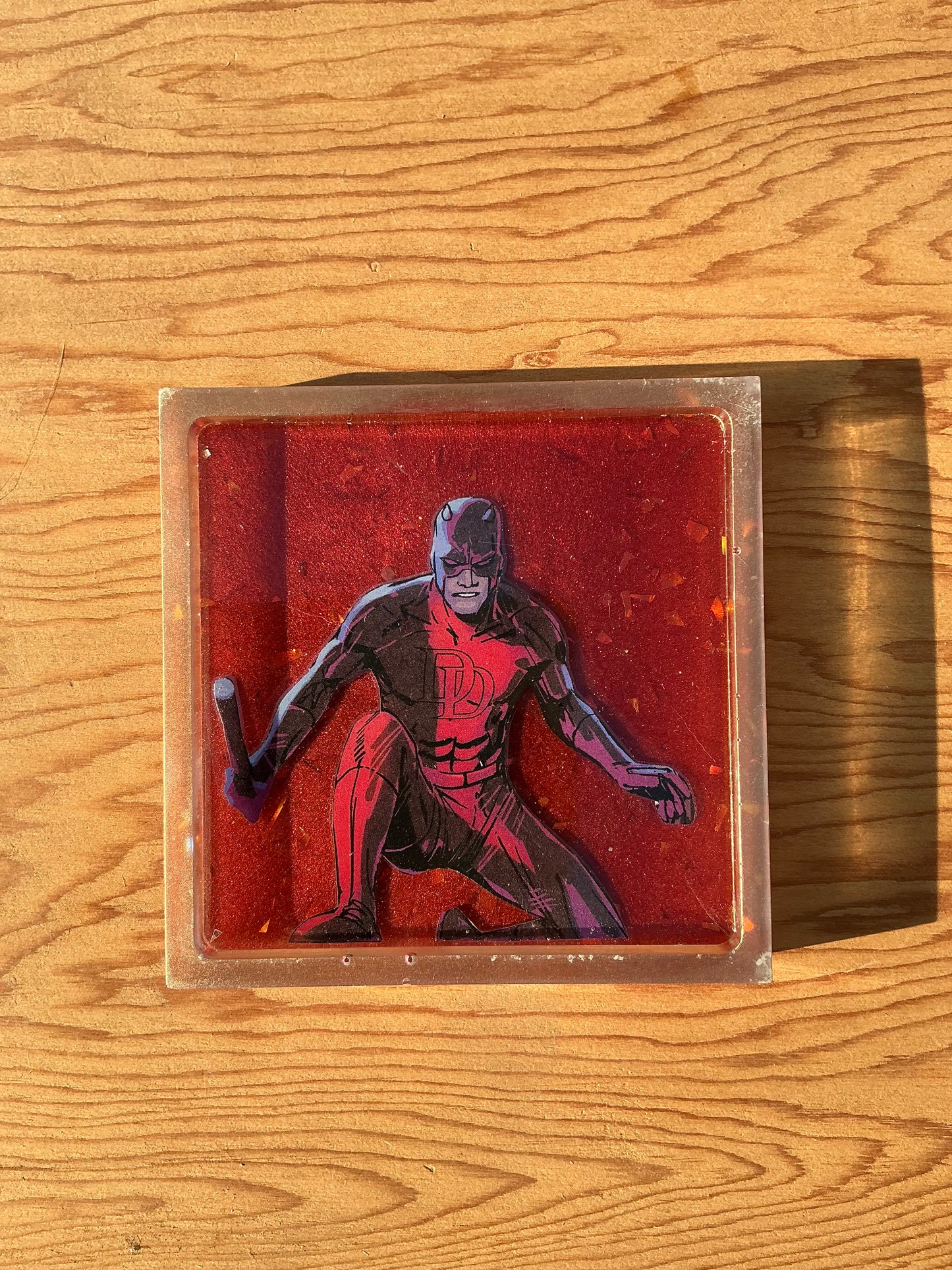 Red Daring Comic Book Resin Coaster