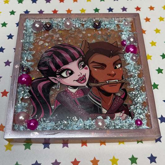 Vampire VS Werewolf Comic Book Resin Coaster
