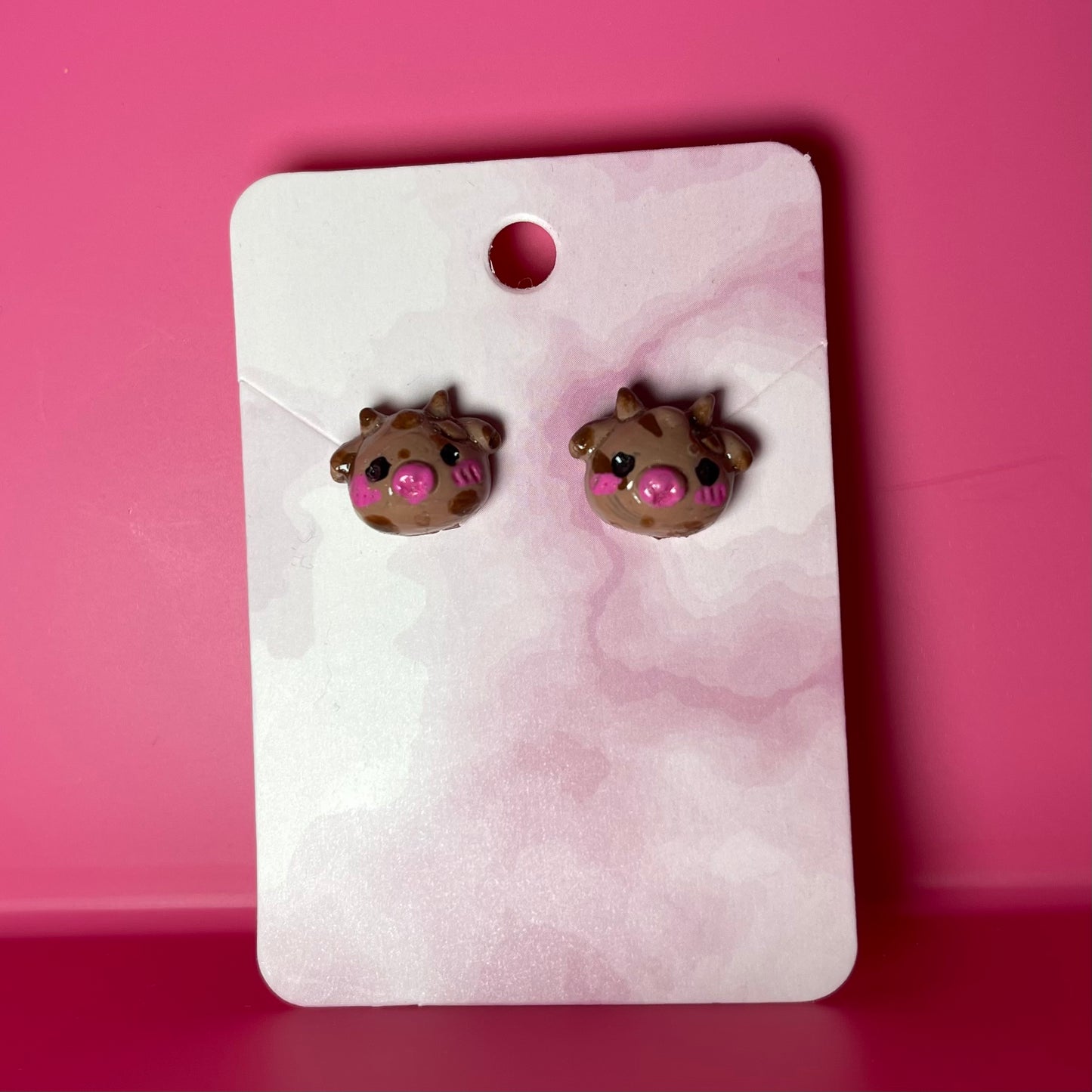 Chocolate Milk Cow Stud Earrings