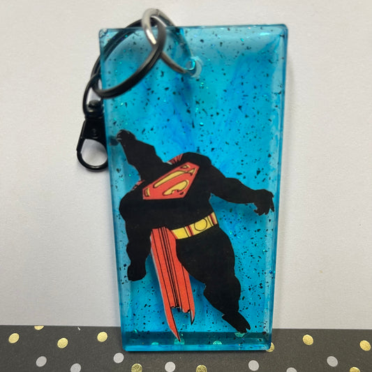 Super Blue Comic Book Resin Large Keychain