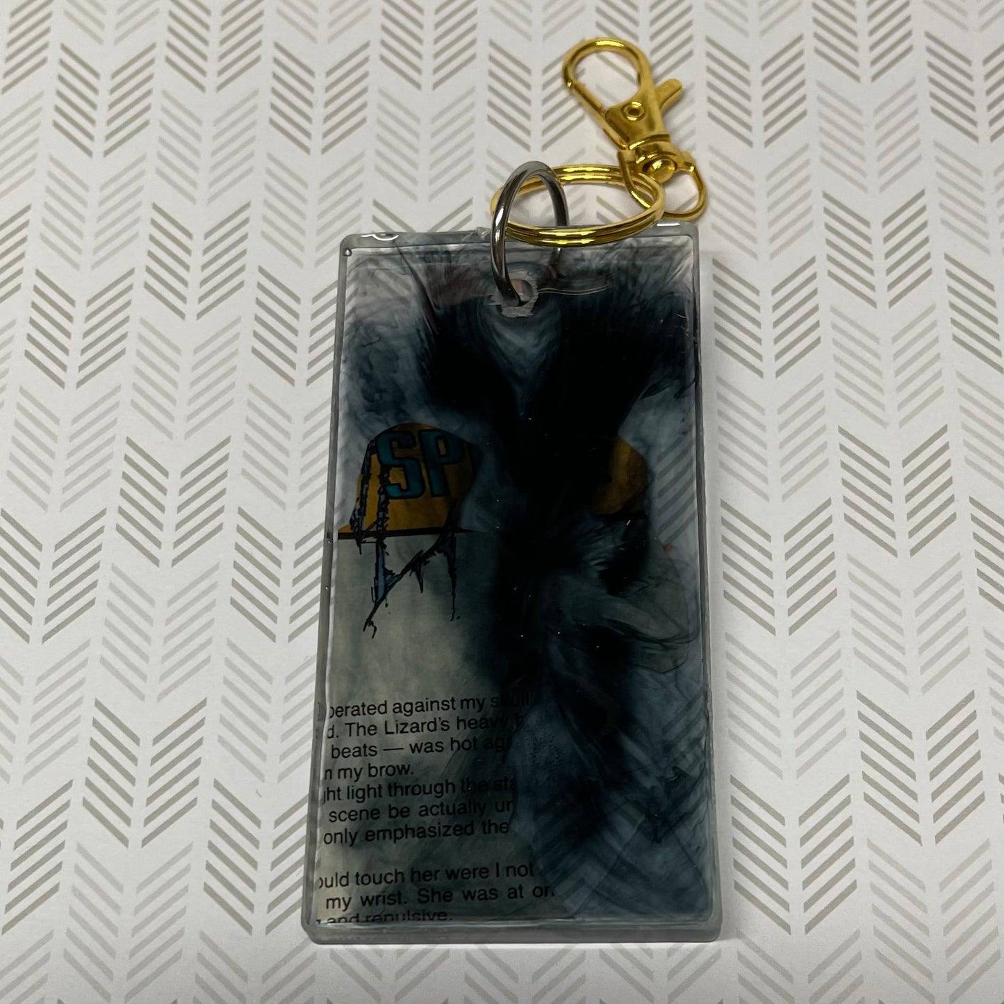 Black Comic Book Resin Large Keychain