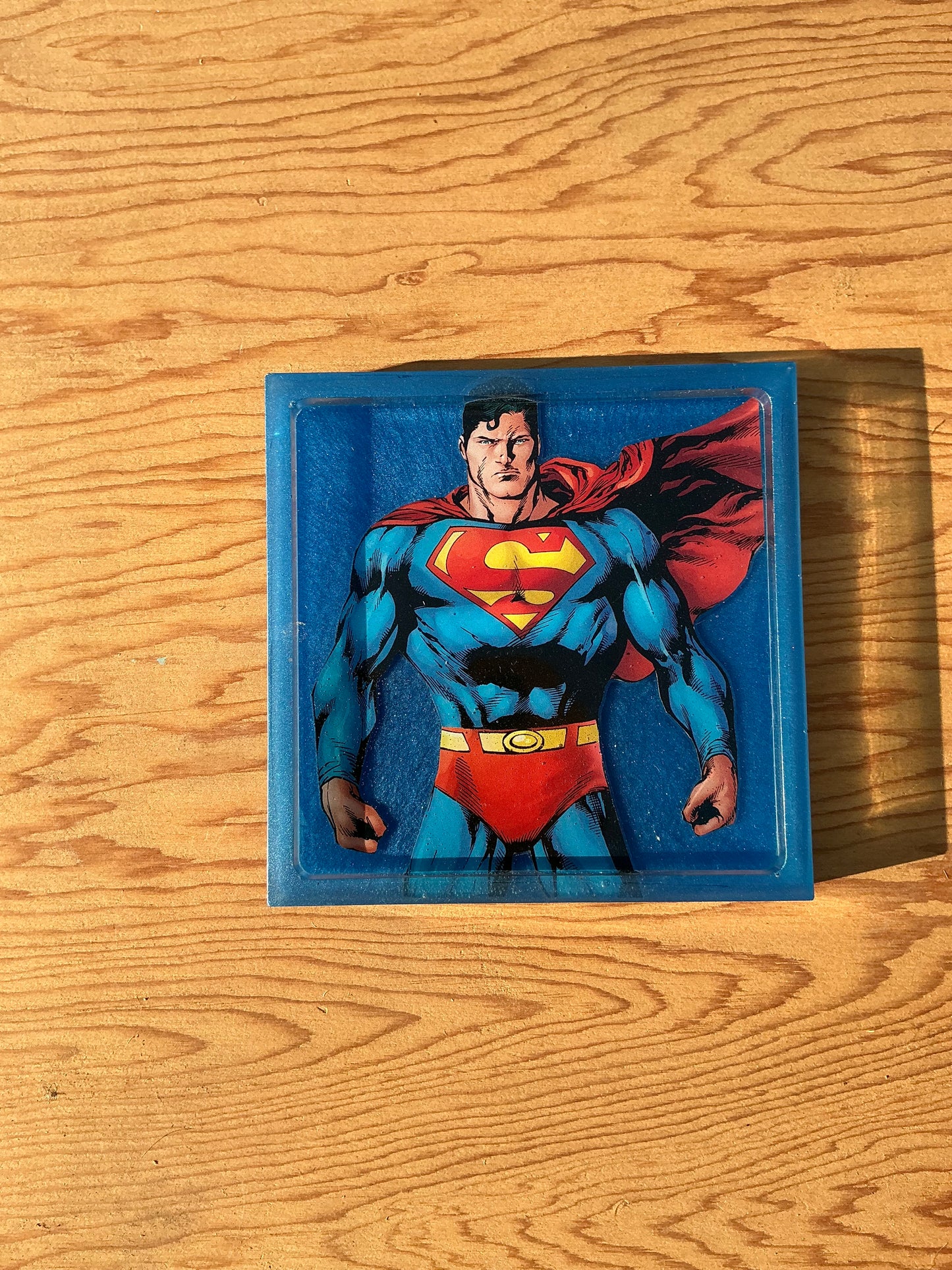 Super Blue Comic Book Resin Coaster