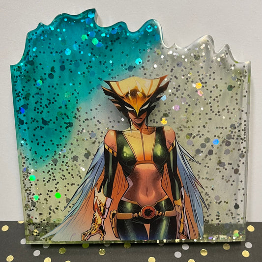 “Hawk Eyes” Comic Book Resin Coaster