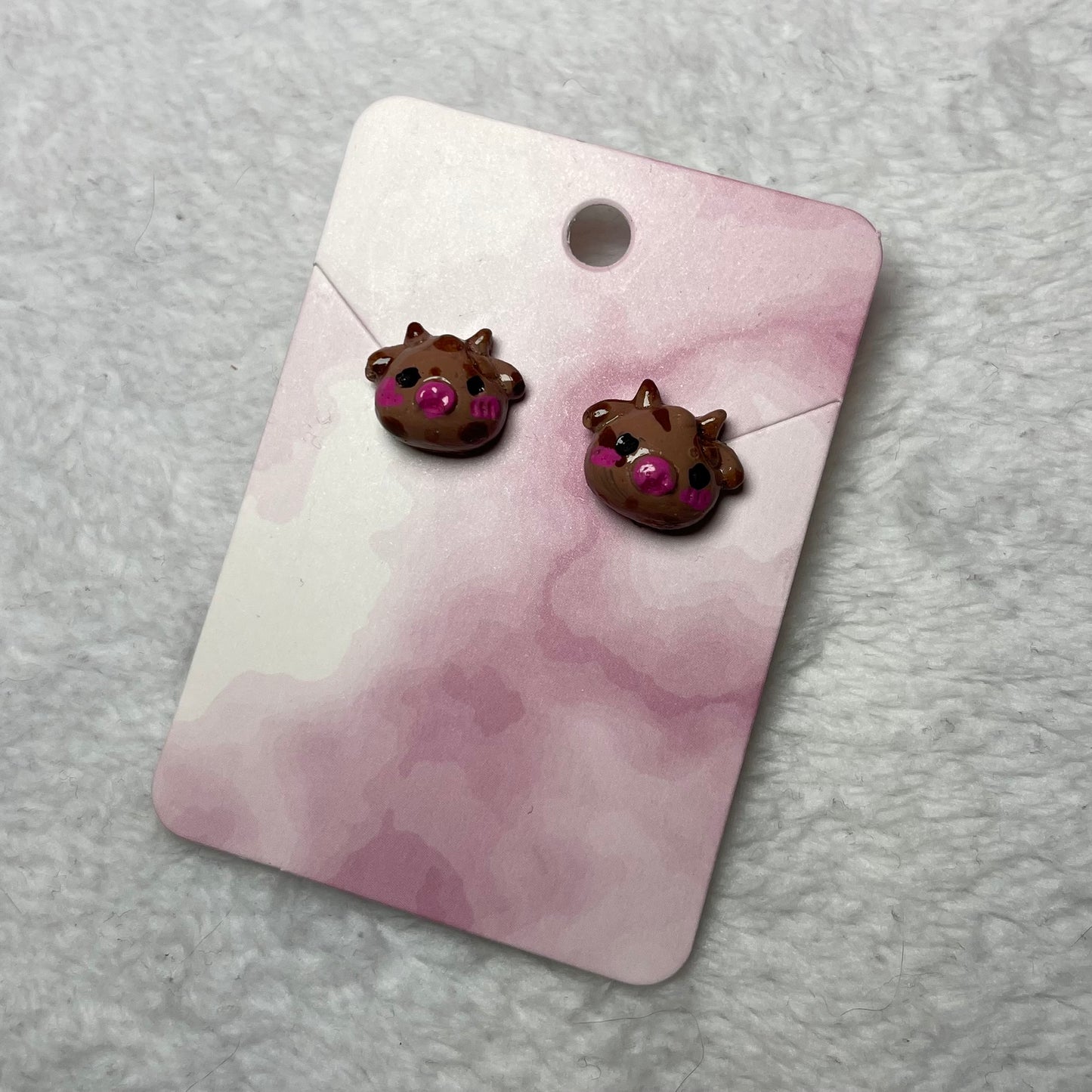 Chocolate Milk Cow Stud Earrings