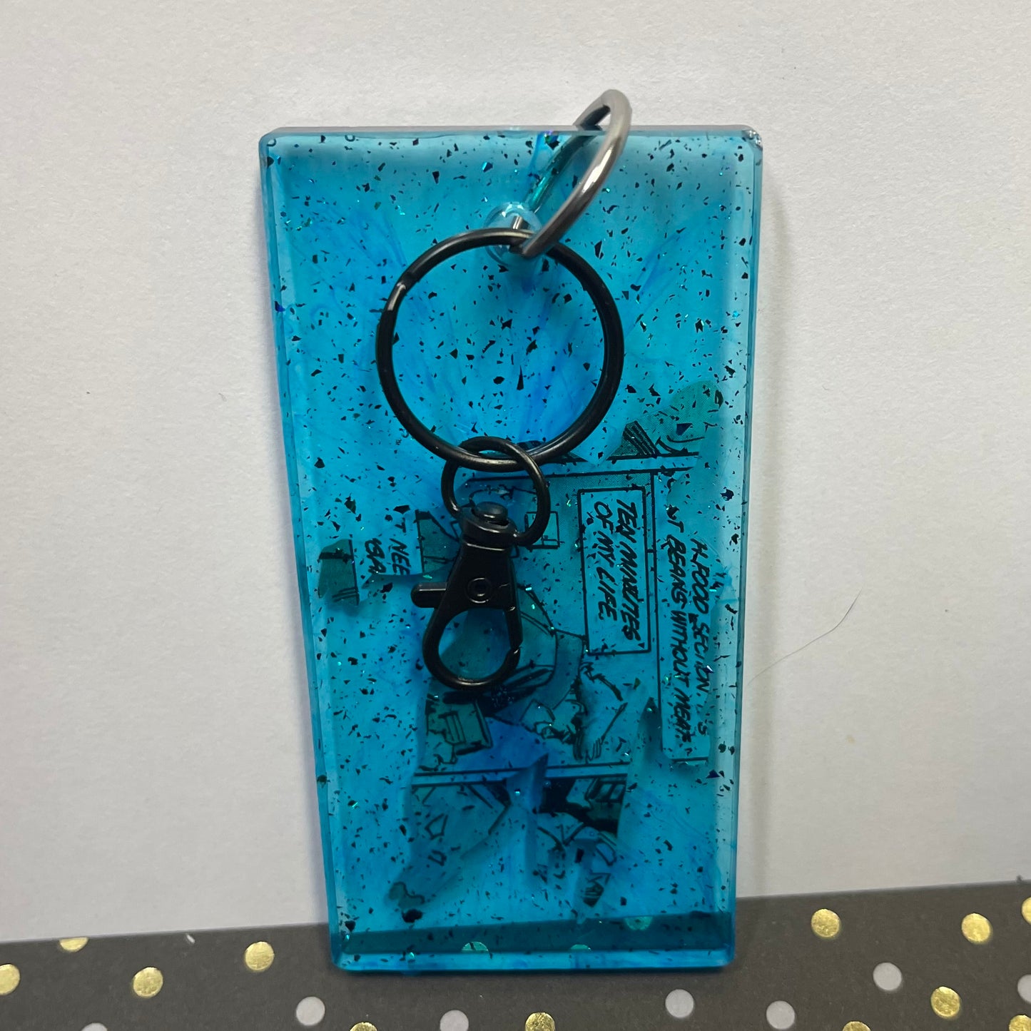 Super Blue Comic Book Resin Large Keychain