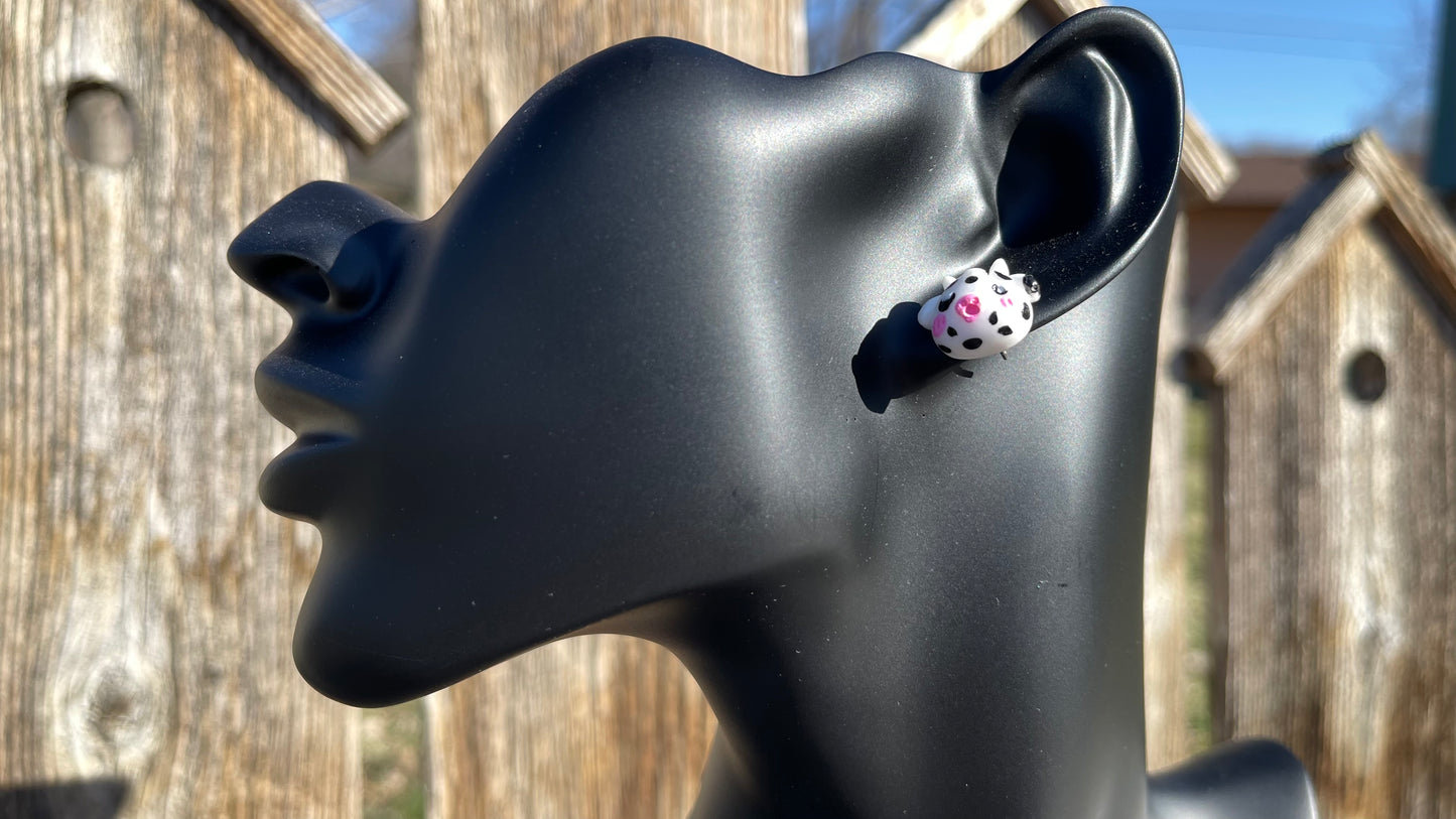 Chocolate, Strawberry, and White Milk Cow Stud Earrings 3-Pack