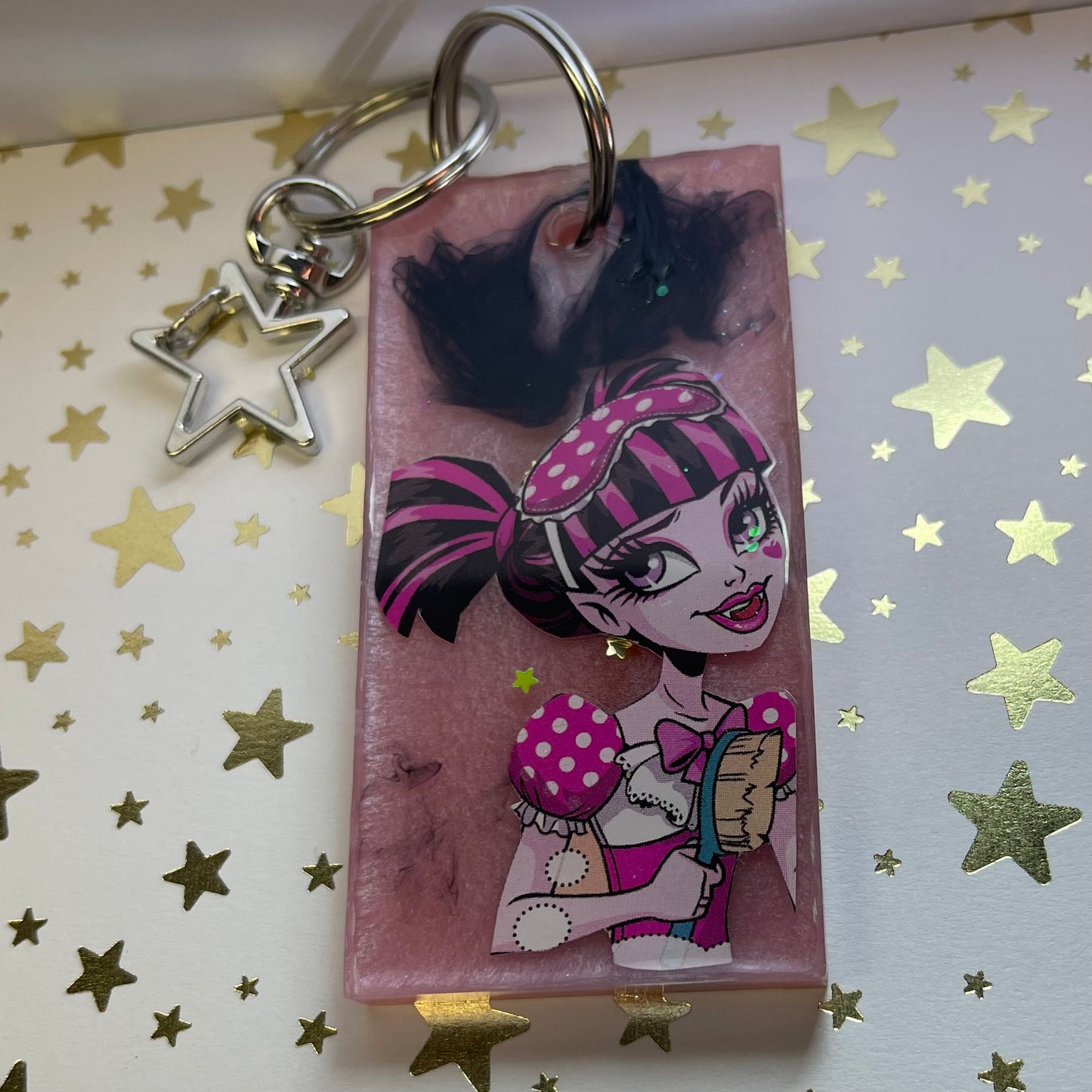 Pink Monster Girl Resin Keychain