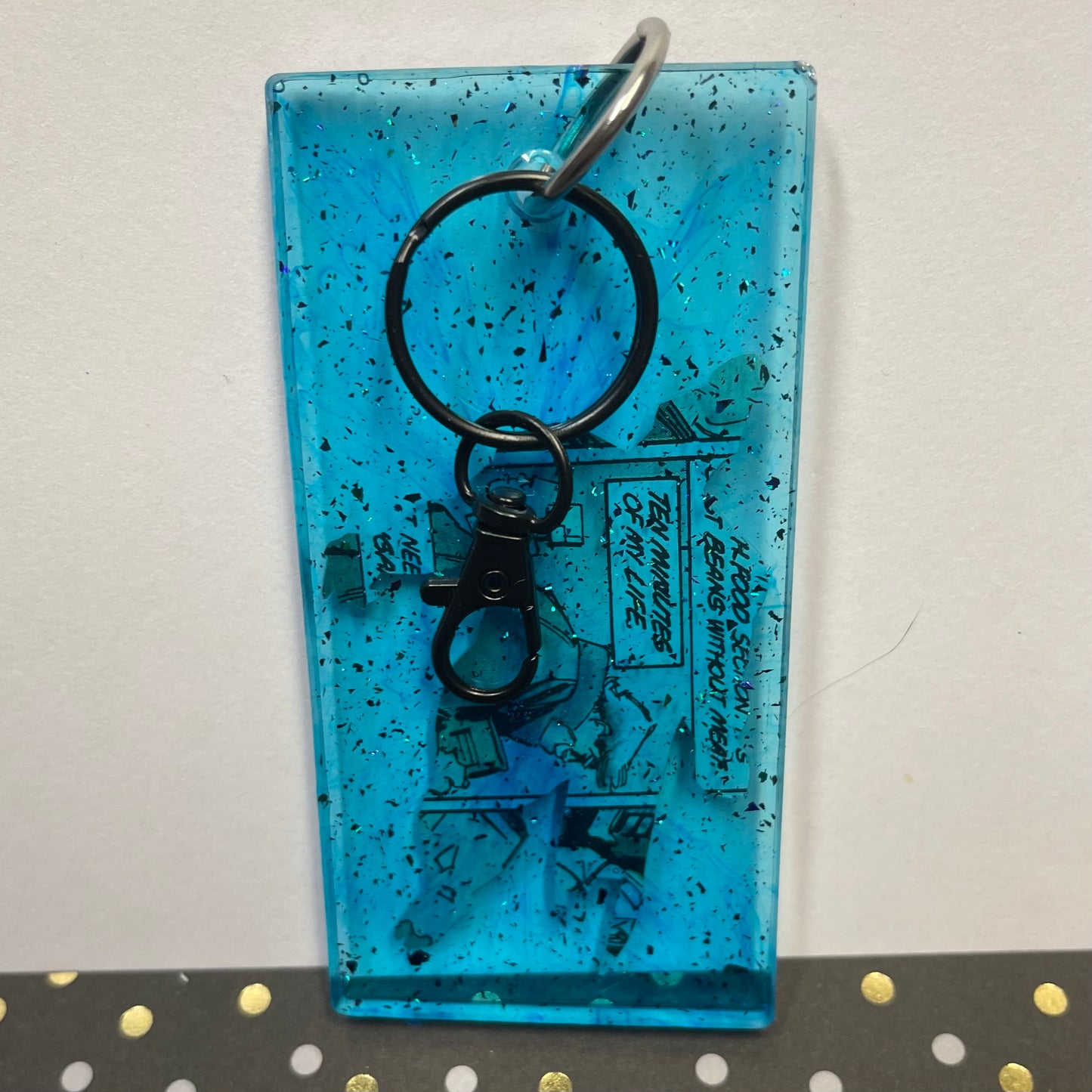 Super Blue Comic Book Resin Large Keychain