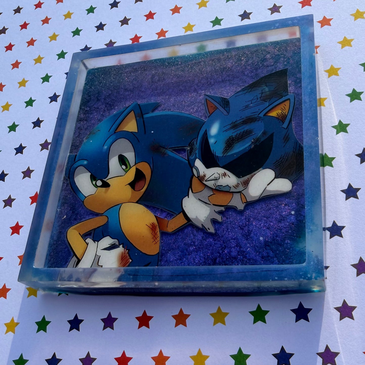 Blurry and Blue Comic Book Resin Coaster