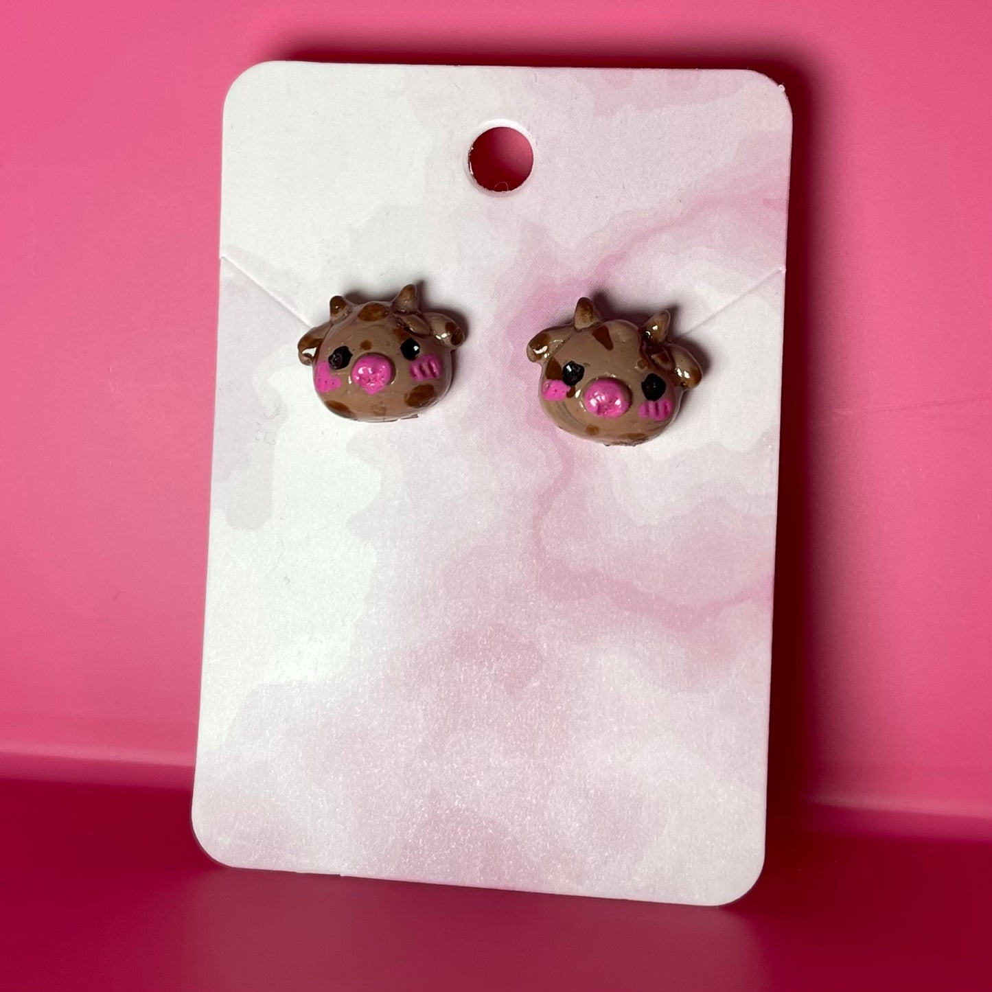 Chocolate Milk Cow Stud Earrings