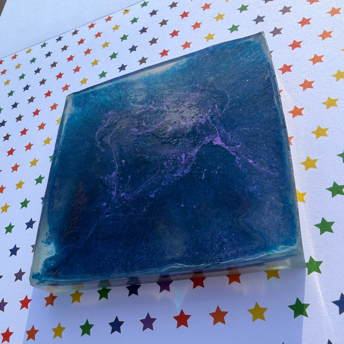 Blurry and Blue Comic Book Resin Coaster