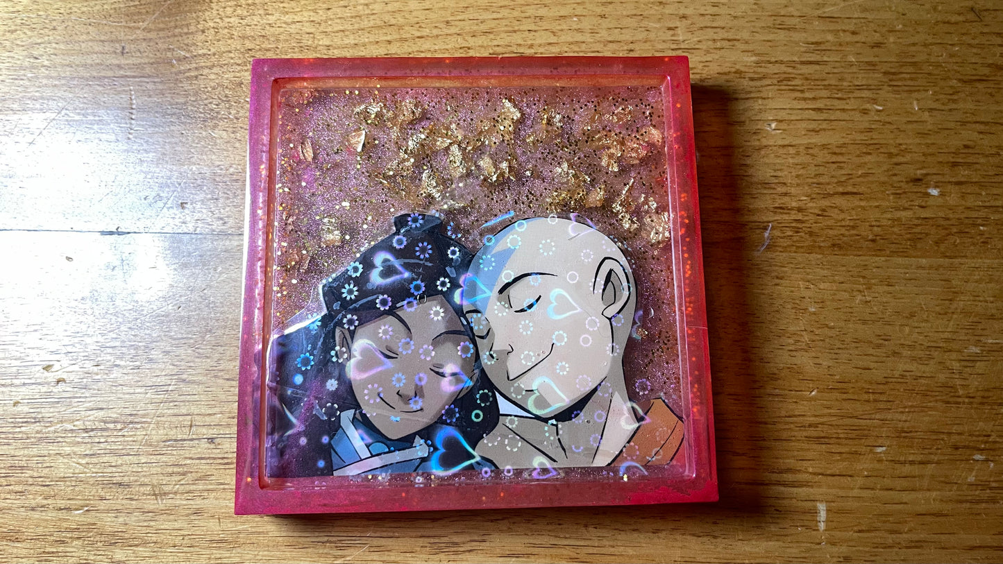 Elemental Love Comic Book Resin Coaster