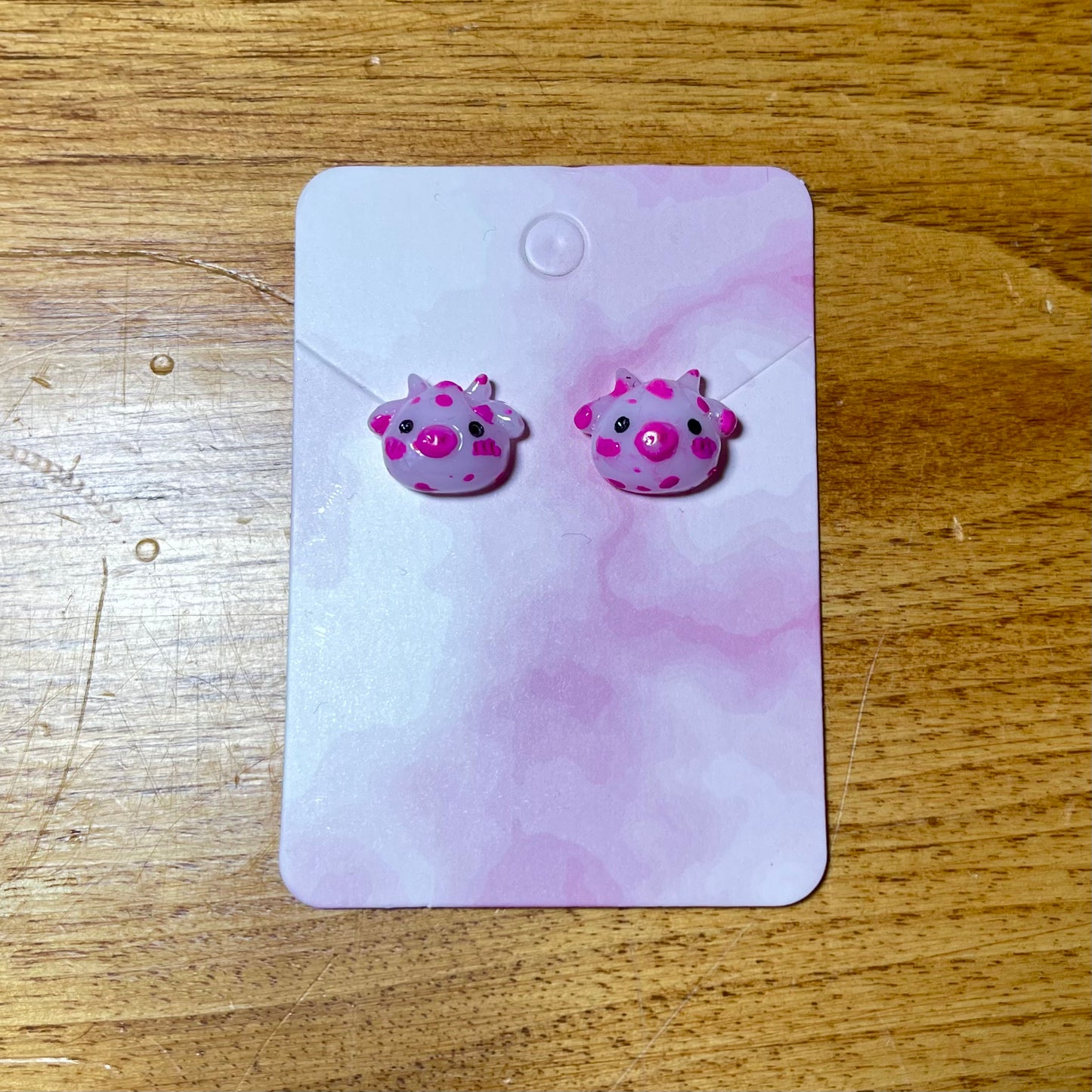 Strawberry and White Milk Cow Stud Earrings 2-Pack