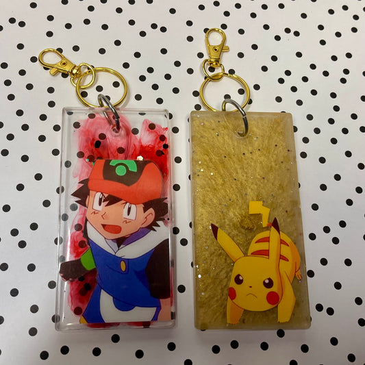 Red and Gold Manga Resin Large Keychain 2-Pack