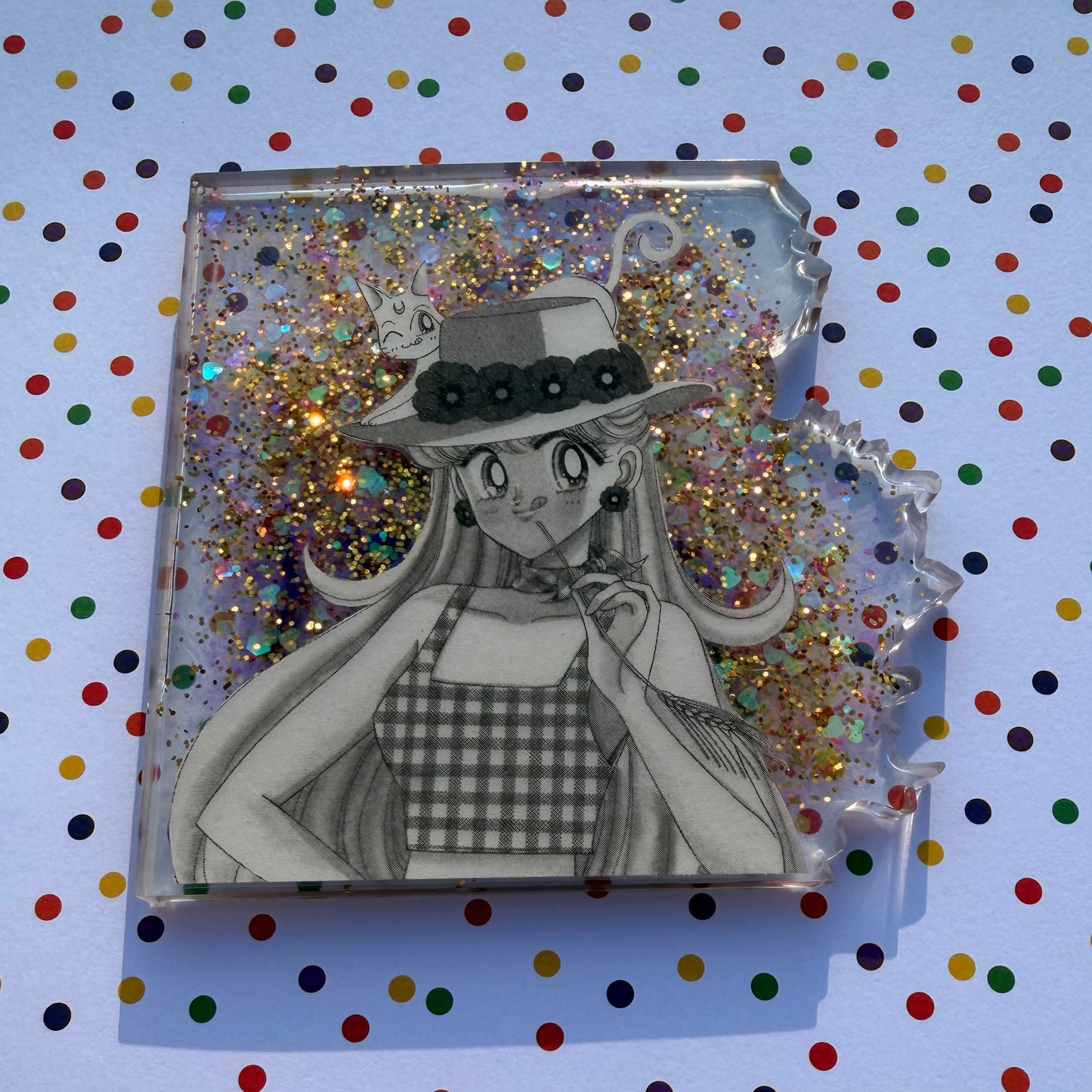 Sparkly Sailor Comic Book Resin Coaster