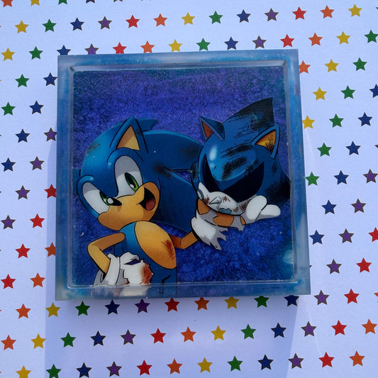 Blurry and Blue Comic Book Resin Coaster