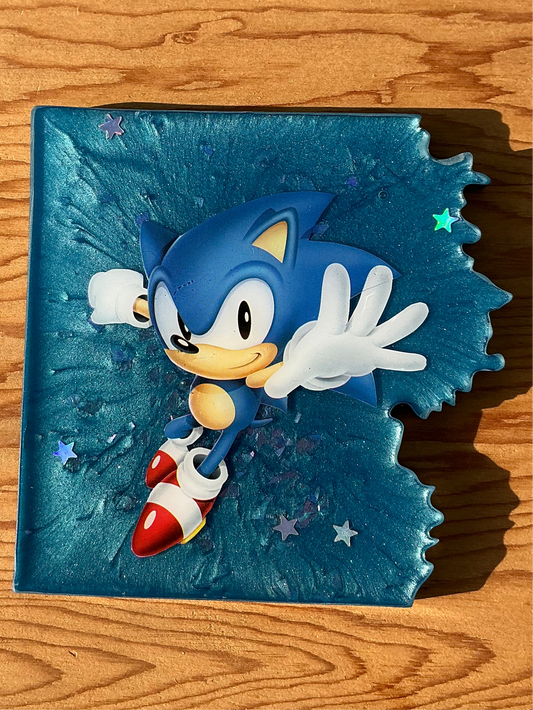 Blue Blur Comic Book Resin Coaster