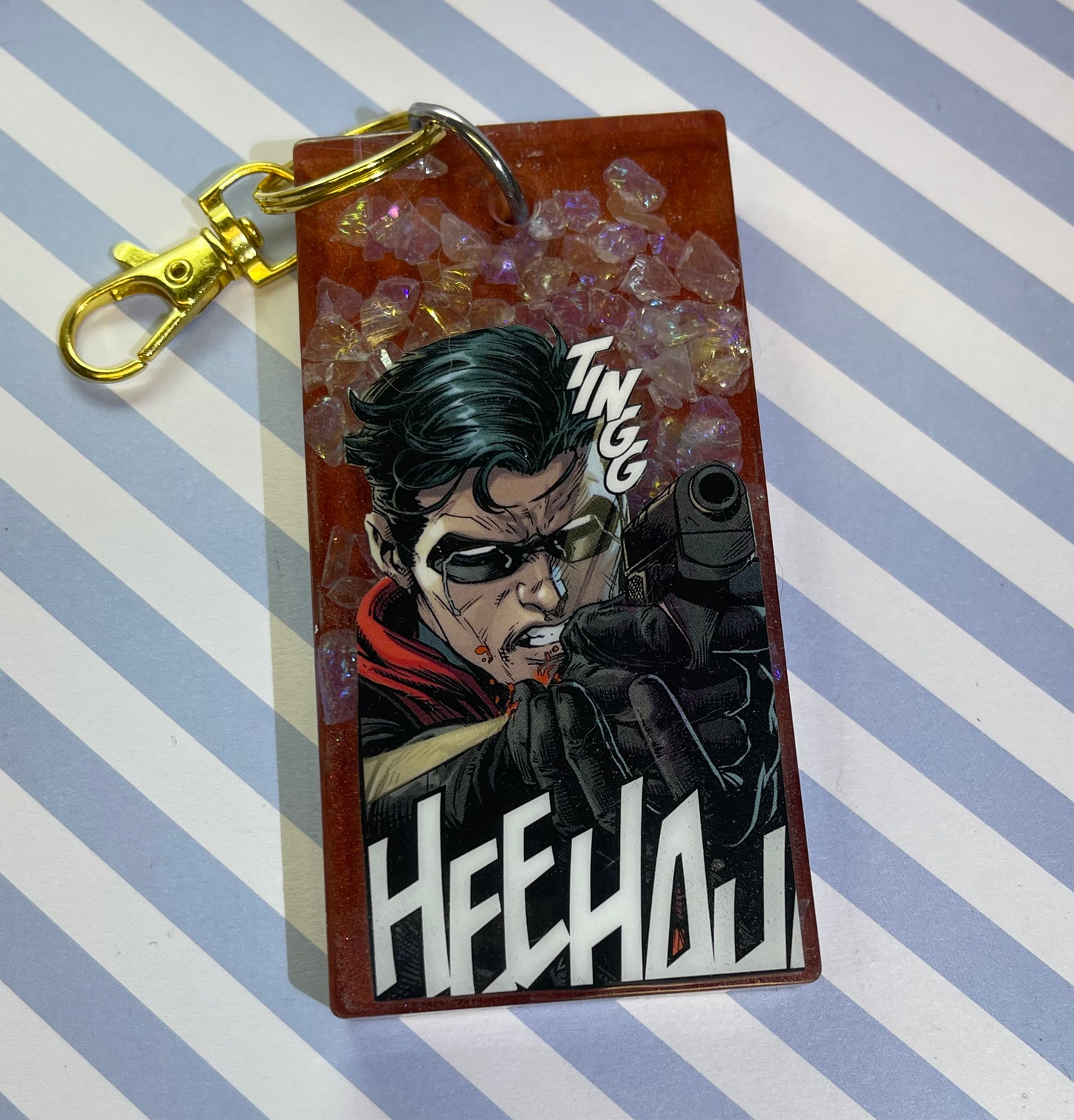 Red Large Comic Book Resin Keychain