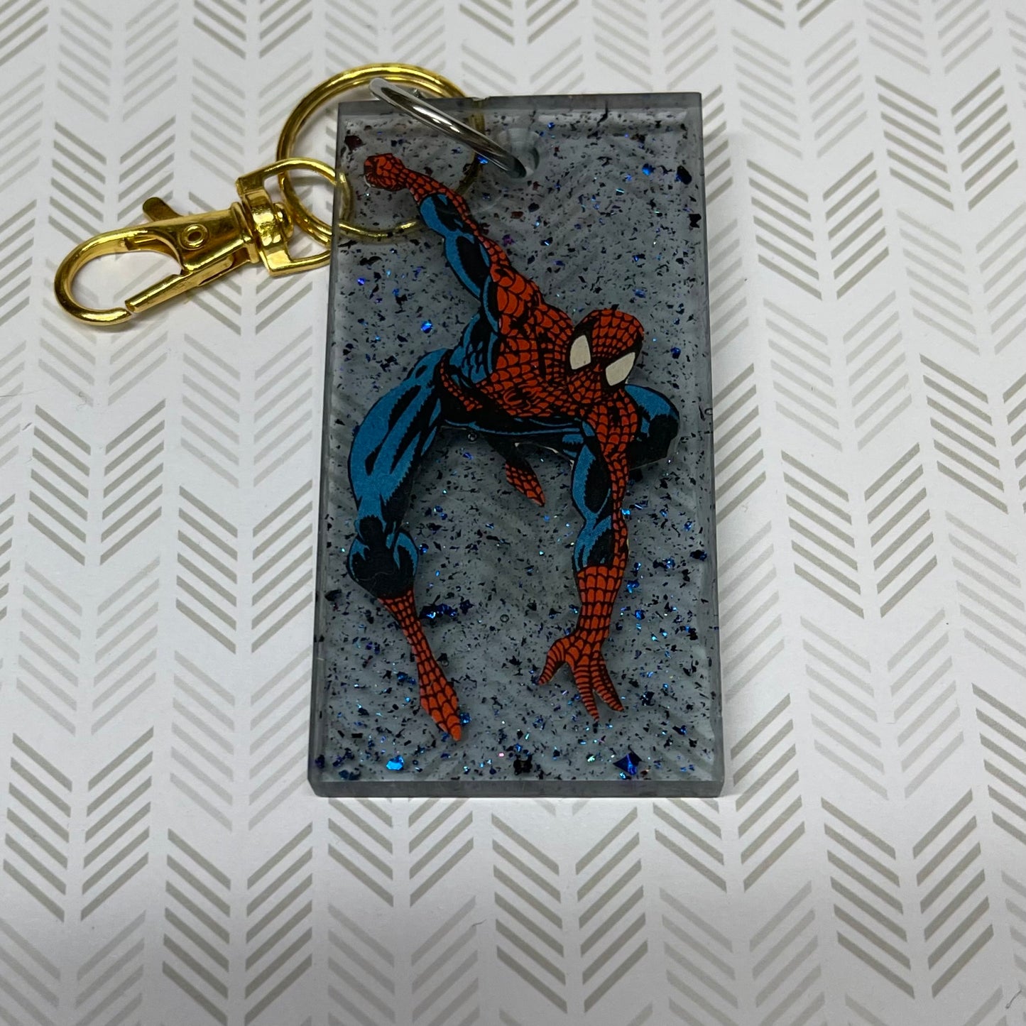 Grey Comic Book Resin Keychain