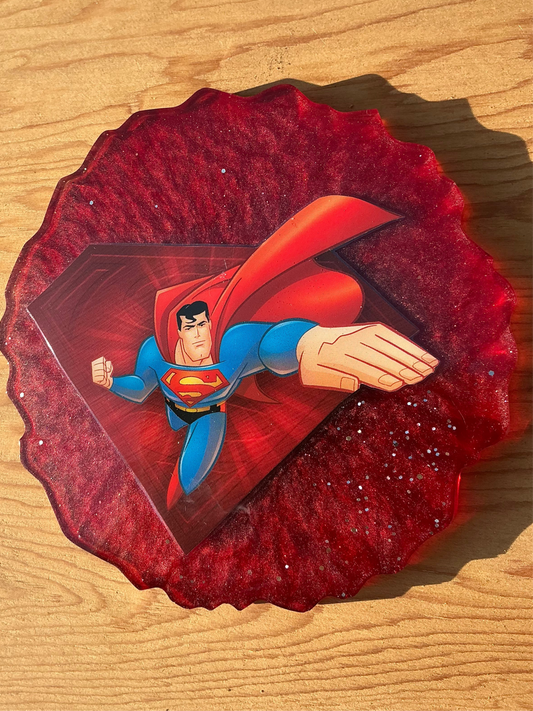 Red Diamond Hero Comic Book Resin Coaster