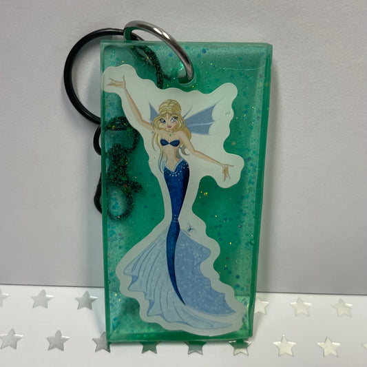 Mermaid Recycled Sticker Resin Keychain