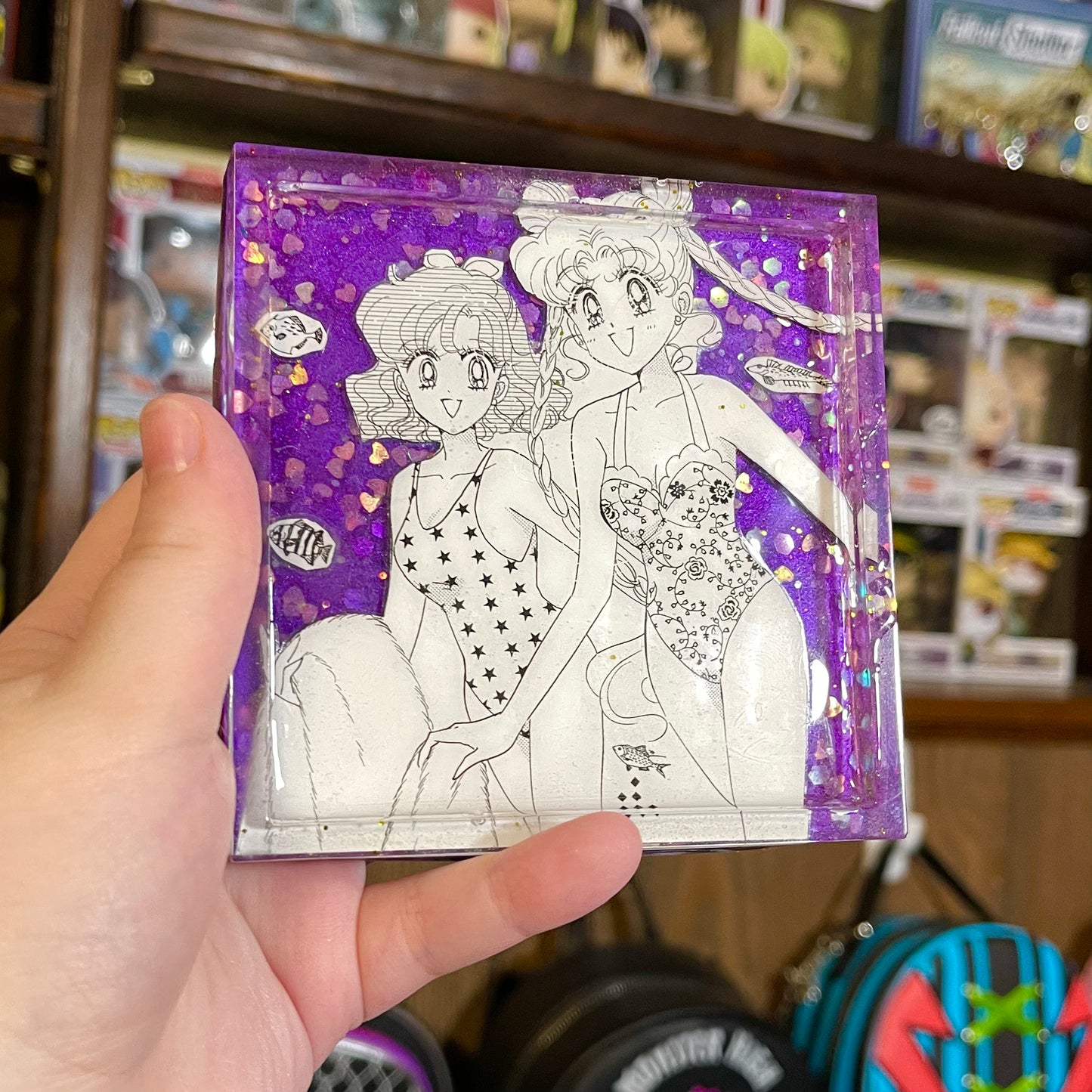 Moon Beach Babes - Manga Resin Coaster