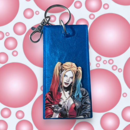 Blue and Red Comic Book Resin Large Keychain