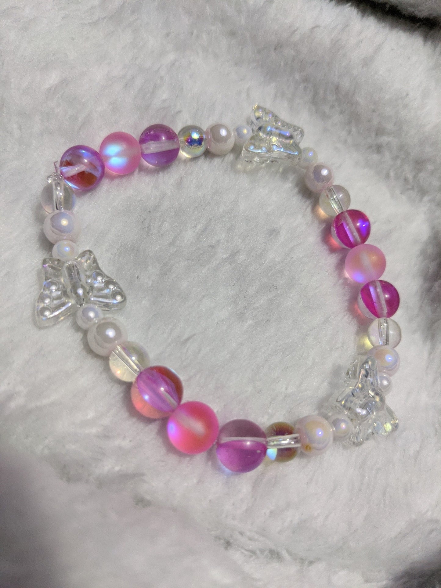 Iridescent Pink Butterfly Bracelet