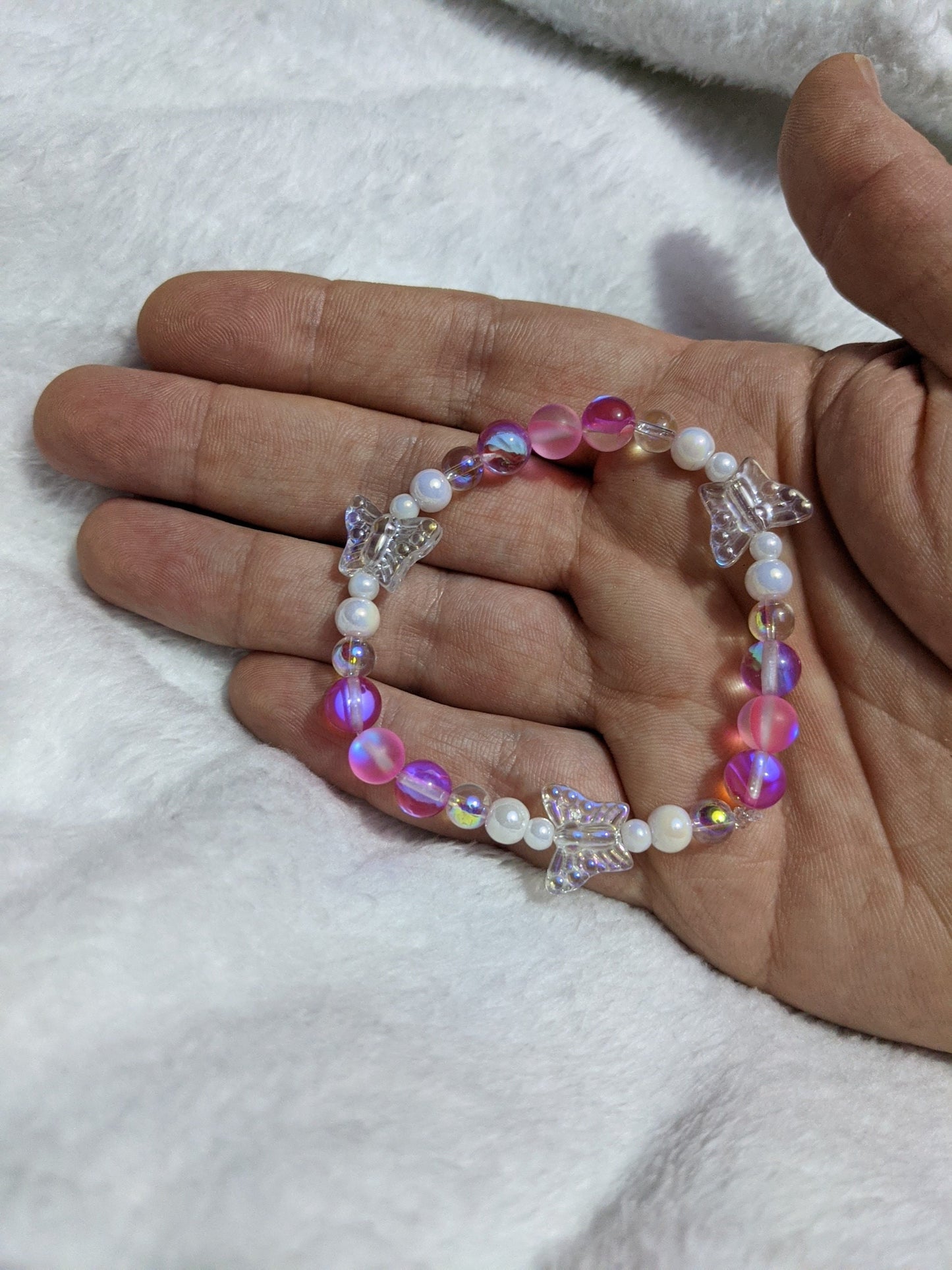 Iridescent Pink Butterfly Bracelet