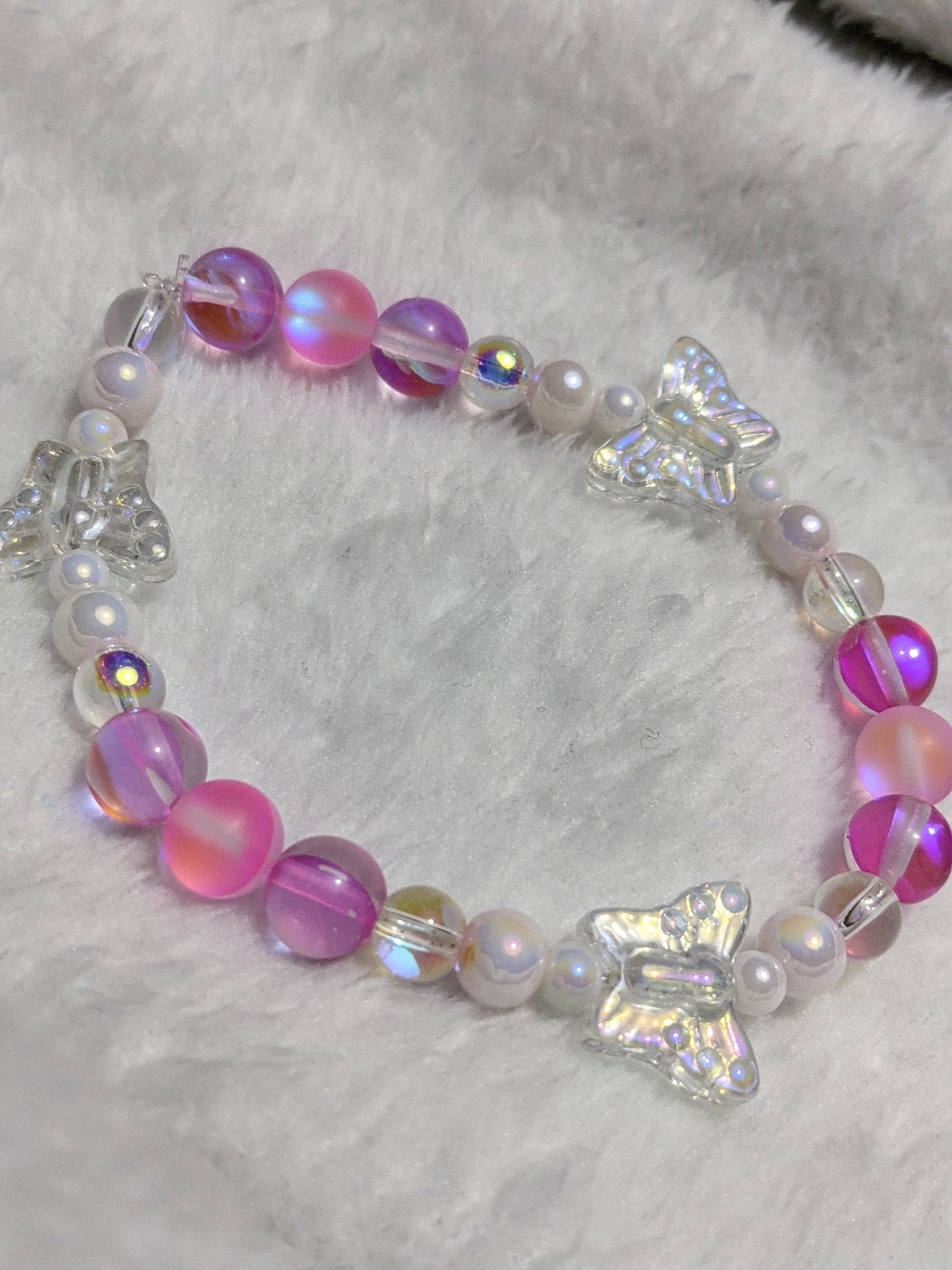 Iridescent Pink Butterfly Bracelet