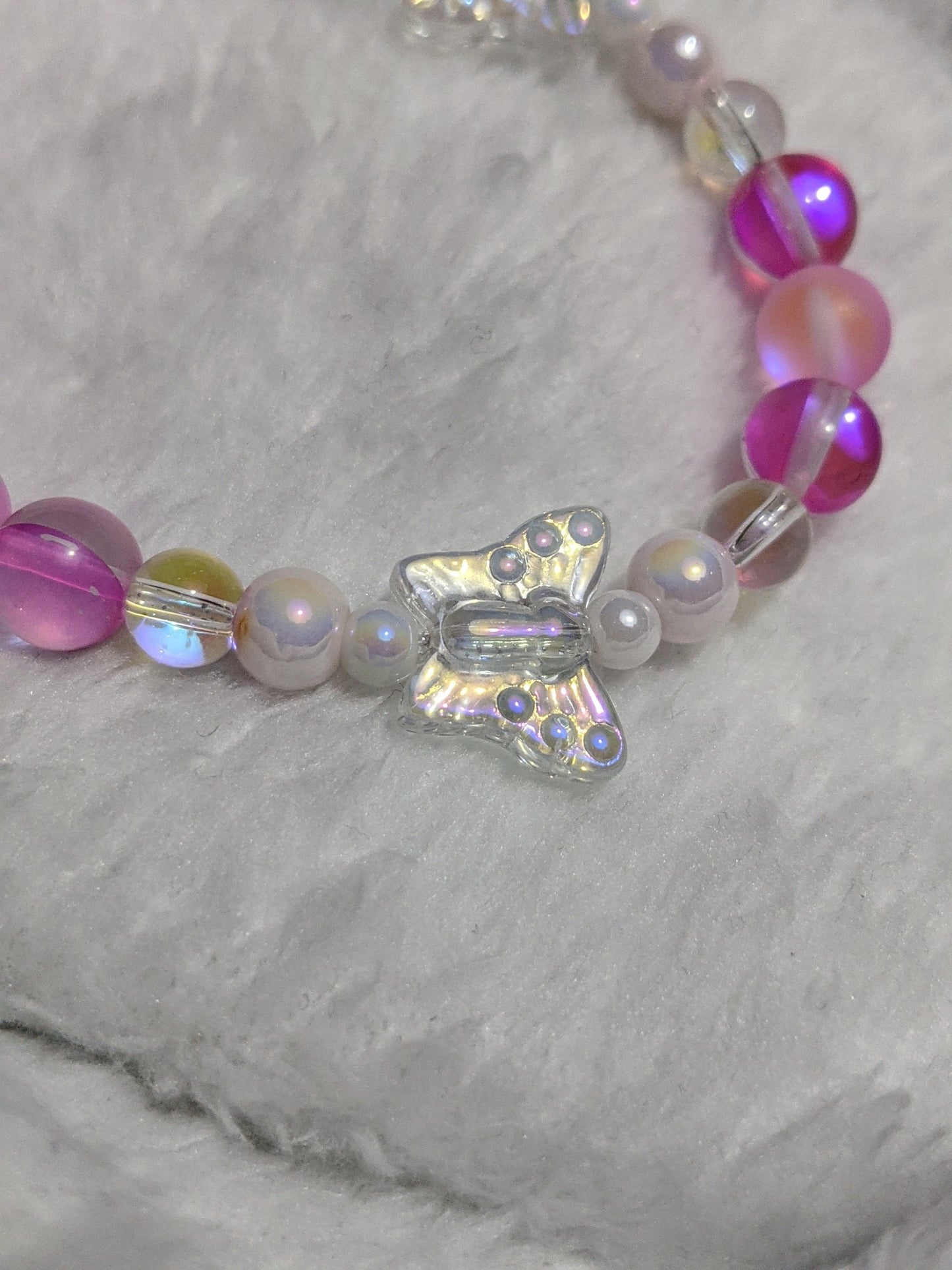 Iridescent Pink Butterfly Bracelet