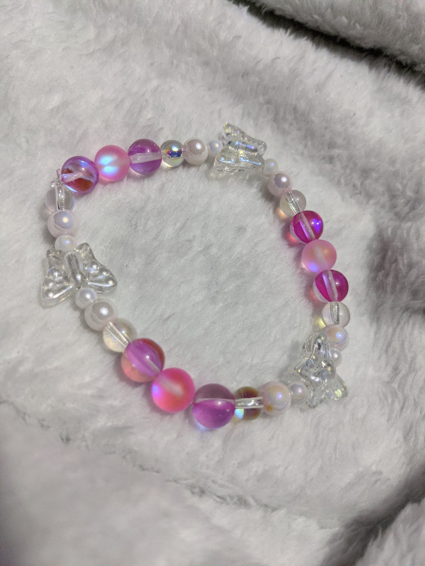 Iridescent Pink Butterfly Bracelet