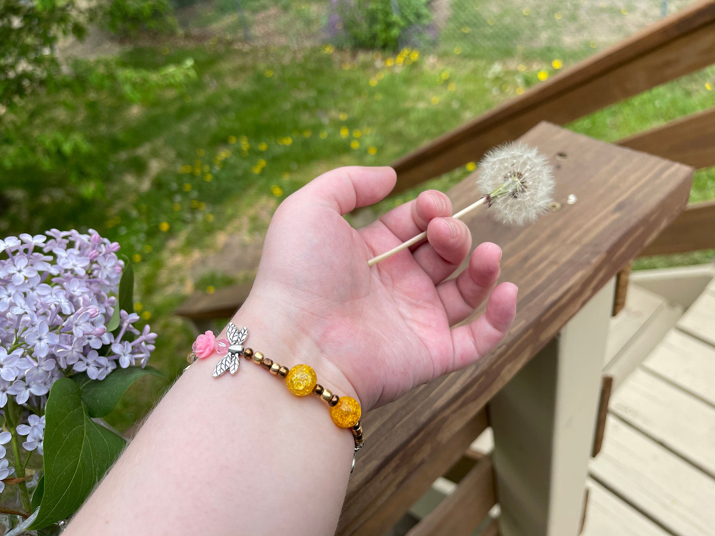 Honey and Flowers Bumblebee Bracelet and Earrings Set