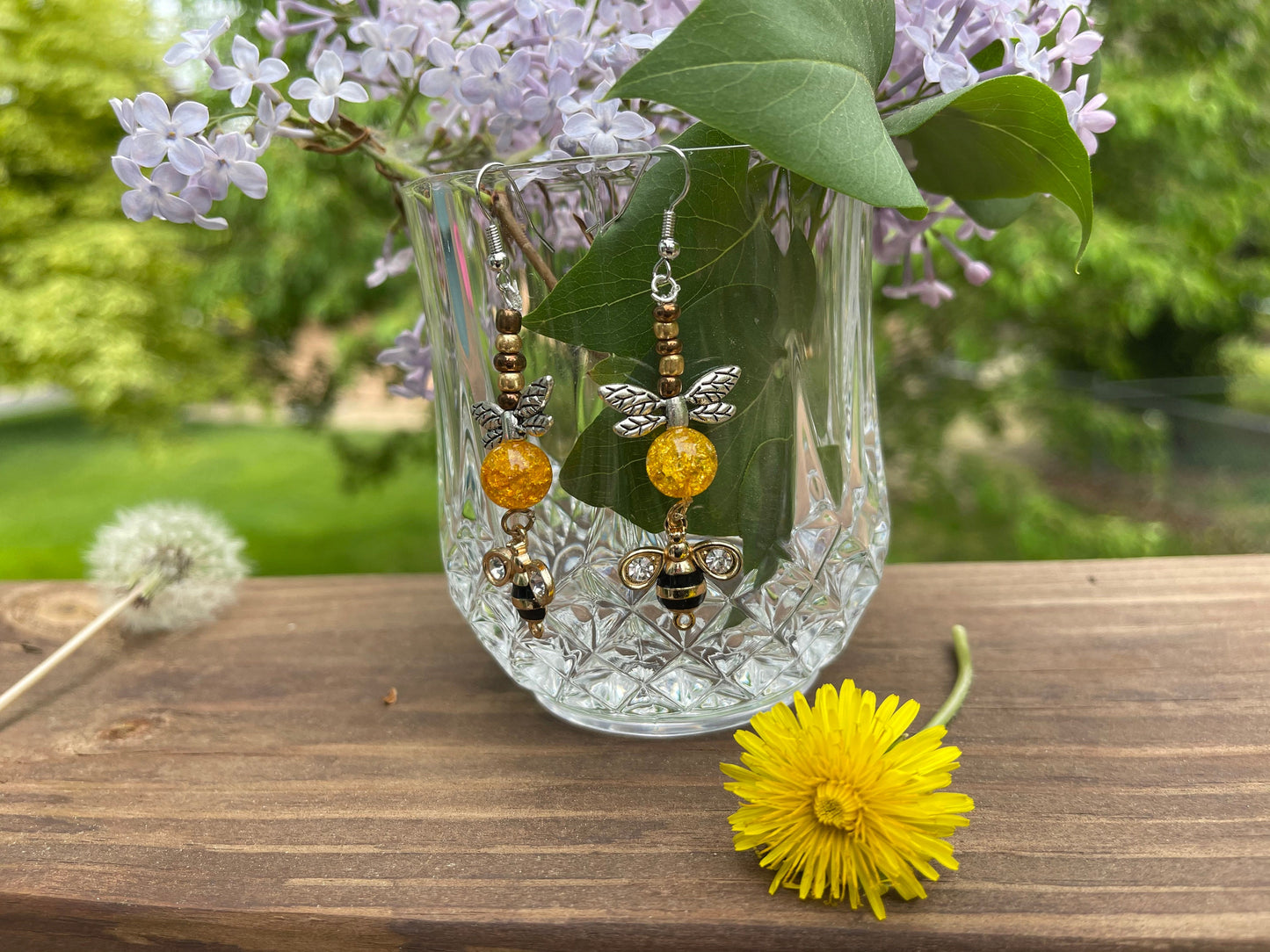 Honey and Flowers Bumblebee Bracelet and Earrings Set