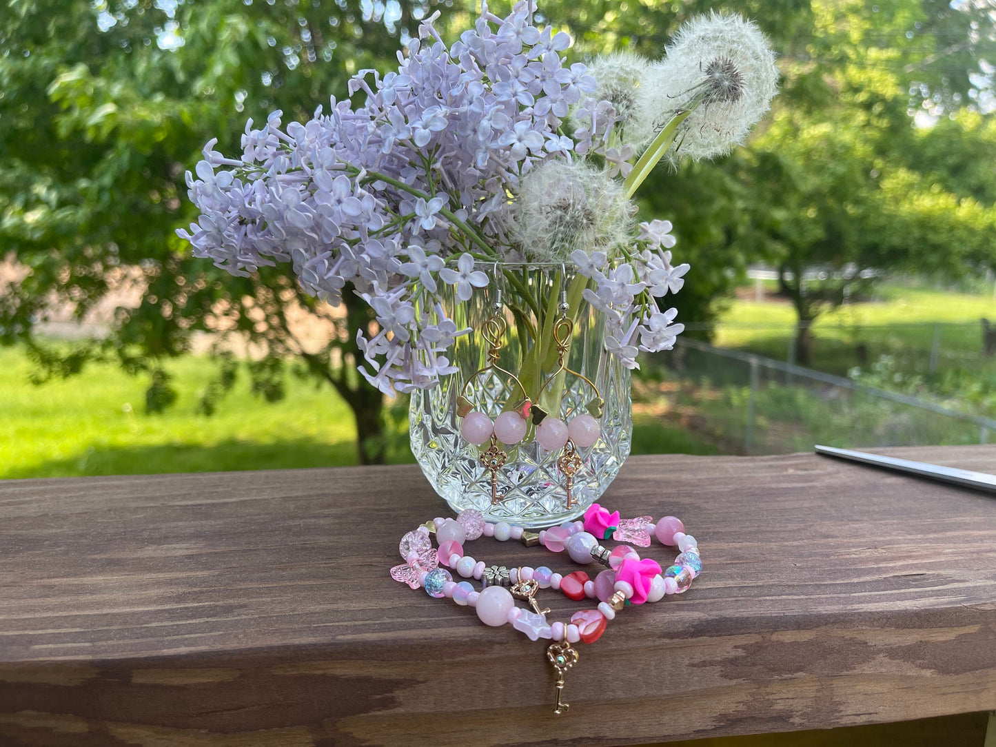 Key To Your Heart - Rose Quartz Love Bracelet and Earring Set