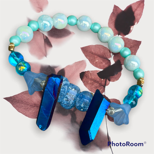 Azura - Barbie Fairytopia Inspired - Sophisticated Sapphire Blue Flowery Bracelet