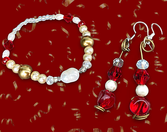 Rouge Bracelet and Earring Set - Martha Collection