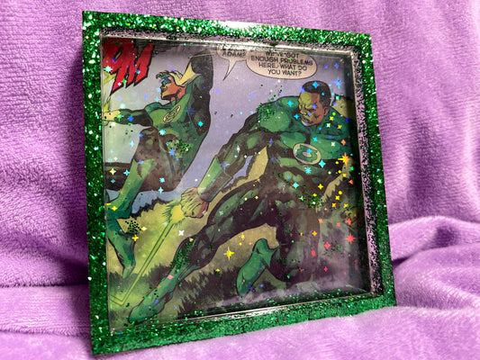 Green Comic Book Resin Coaster