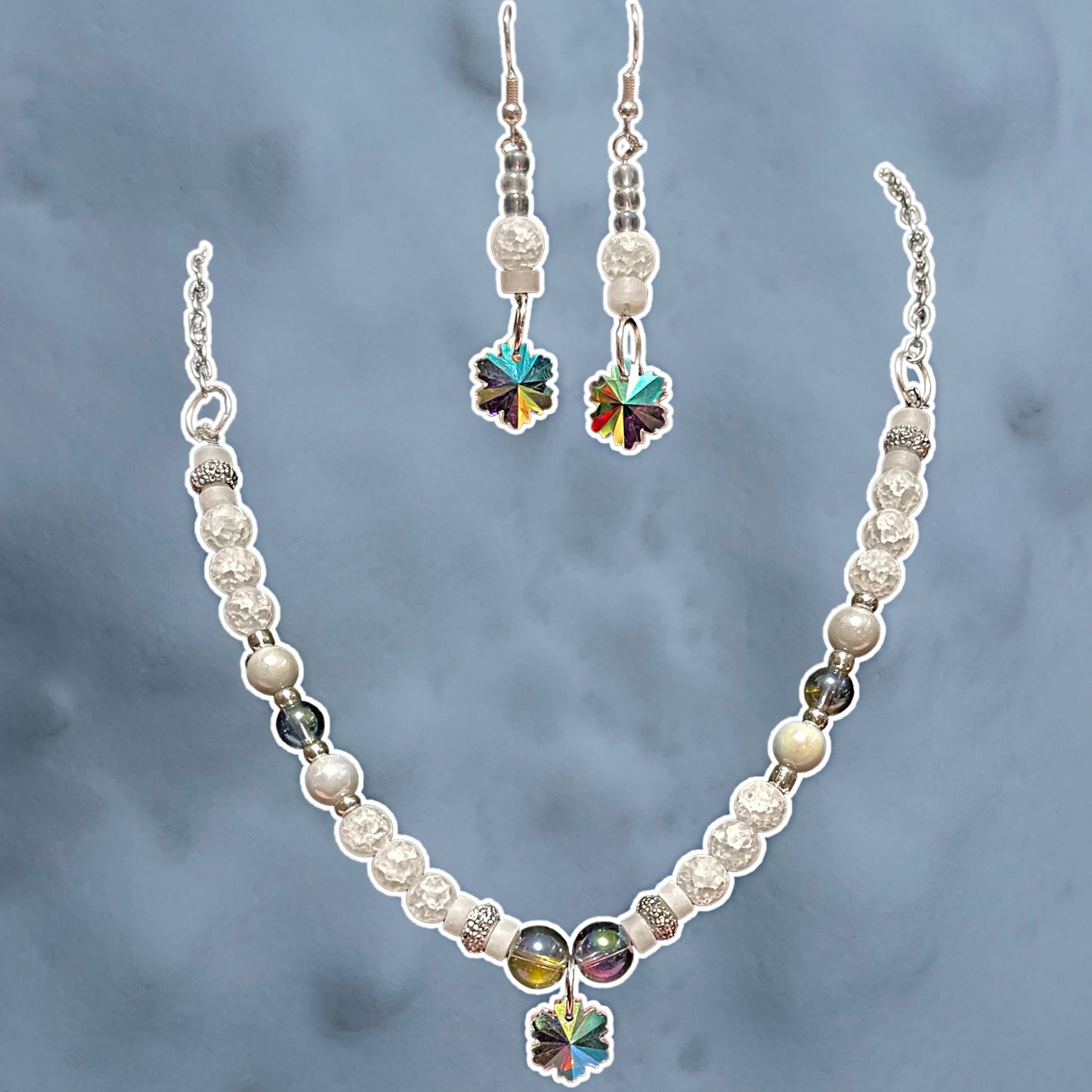 Snowflake Crystal Necklace and Earring Set