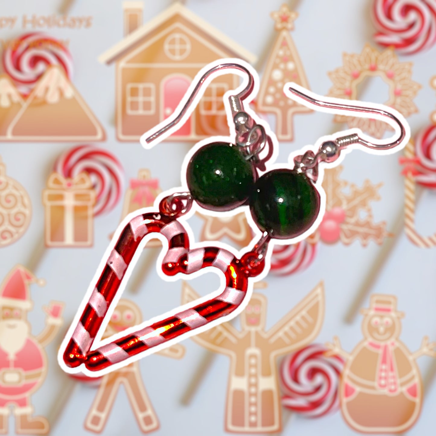 Candy Cane Christmas Earrings