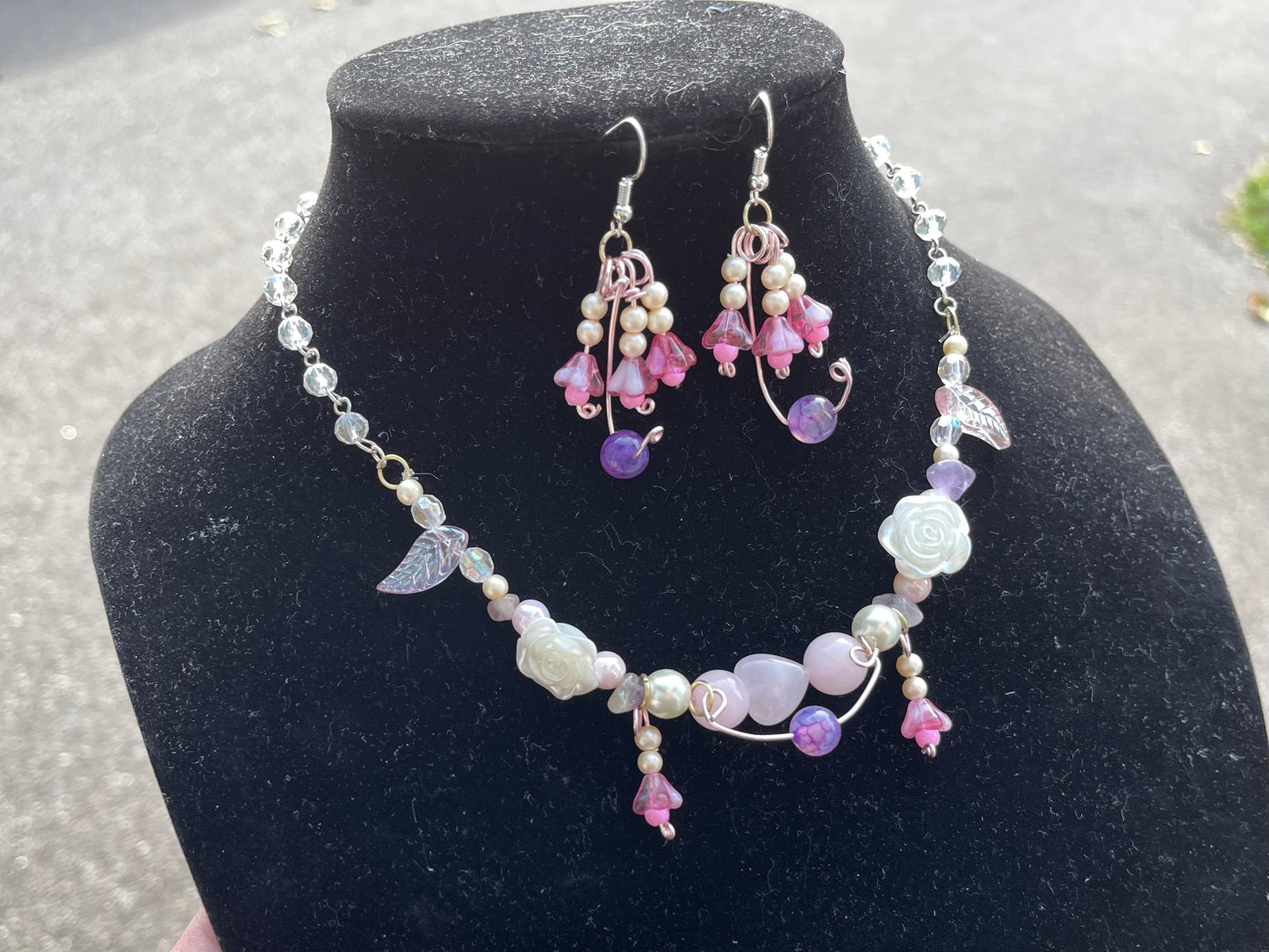Pink Blossom Rose Quartz Jewelry Set