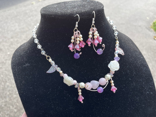 Pink Blossom Rose Quartz Jewelry Set