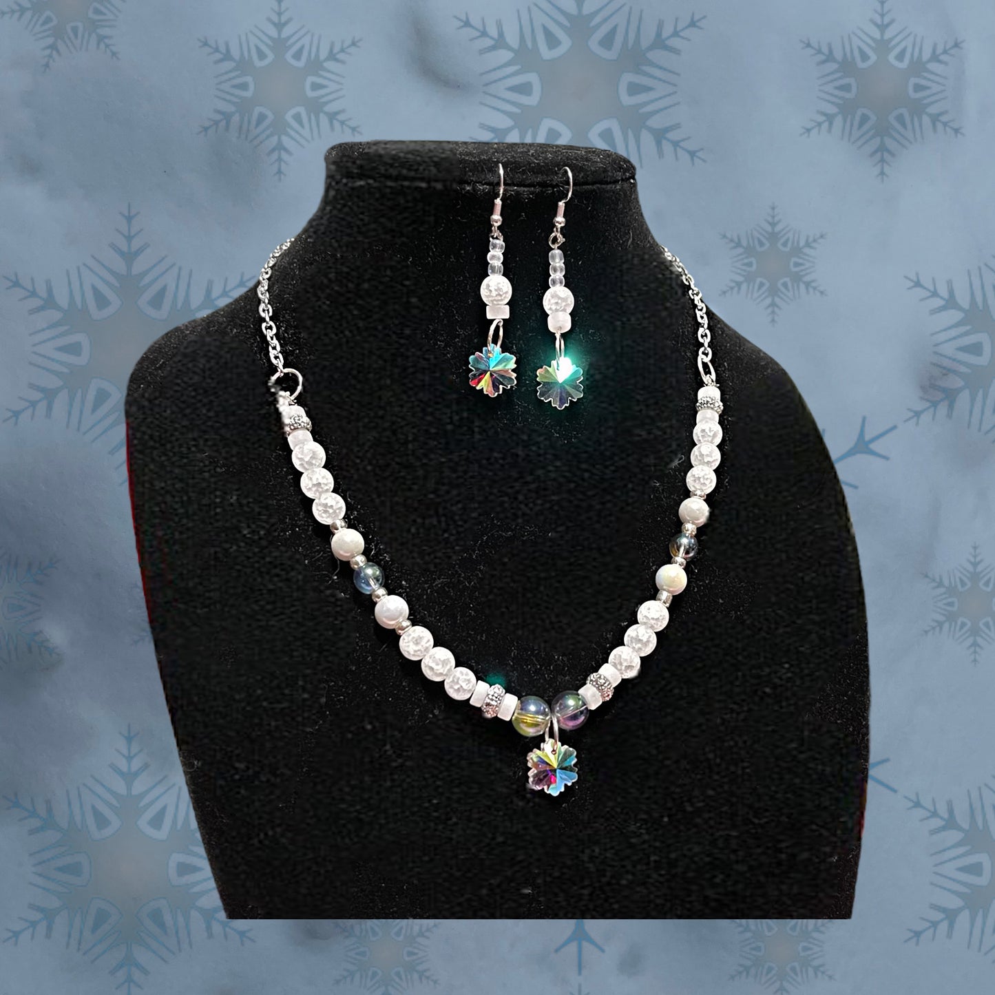 Snowflake Crystal Necklace and Earring Set