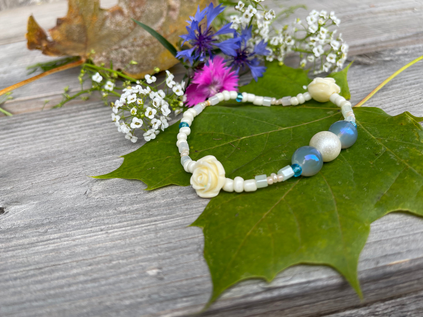 Priscilla - Baby Blue Rose Bracelet